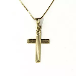 Lovely new 18ct yellow gold cross and necklace - Foto 1 di 9