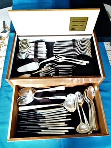 12 Pers.kompl. Silberbesteck OKA/AUERHAHN/WMF 90vers. Holzbesteckkasten 3,3 kg - Bild 1 von 12