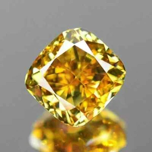 diamant jaune doré taille coussin SI 2 /0,26 carat - Picture 1 of 1