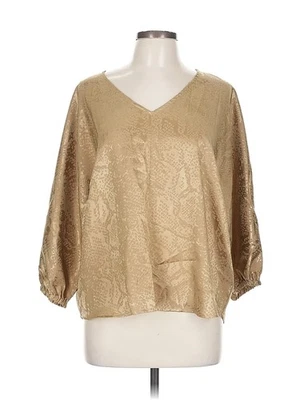 Blusa Adrienne Landau Onyx Mujer Dorada Manga 3/4 L Foto 1 de 4