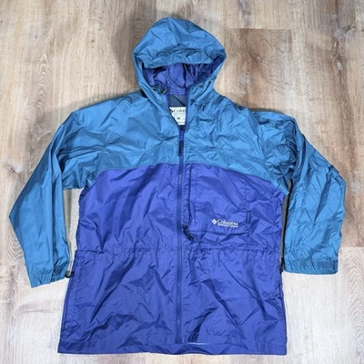 Chaqueta cortavientos Columbia vintage años 90 colorblock para mujer chaqueta mediana embalable verde azulado Foto 1 de 4