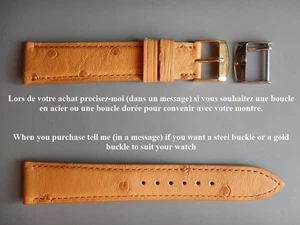 18 mm BRACELET ARTISANAL SELLIER EN AUTRUCHE VERITABLE BEIGE TOP QUALITÉ - Imagen 1 de 10
