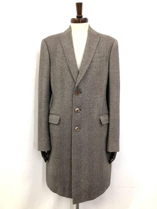 ARMANI COLLEZIONI Men's Coat Hclma0 5% Cashmere Blend Herringbone Pattern - Picture 1 of 8
