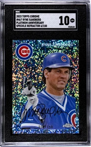 2023 Topps cromo platino aniversario Ryne Sandberg refractor de motas SGC 10 - Imagen 1 de 2