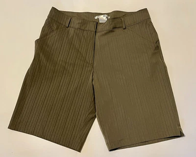 Pantalones cortos para mujer Nike Golf beige a rayas calce seco talla 12 Foto 1 de 4