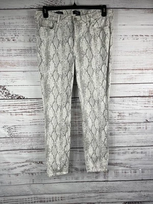 NYDJ Ami Skinny Jeans Womens 12 Gray White Snakeskin Lift Tuck Stretch Print - Image 1 of 4