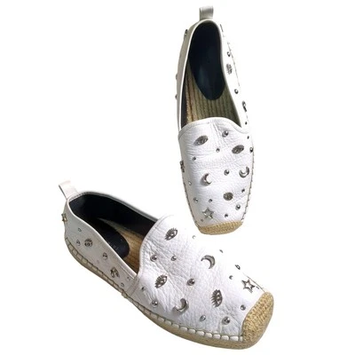 REBECCA MINKOFF Beatriz White Stud Espadrilles SZ 9 The Moon And The Stars* — 第 1/4 张图片