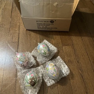 12 Department 56 Easter Egg Hanging Decorations Hand Painted Flowers Chicks - Picture 1 of 8