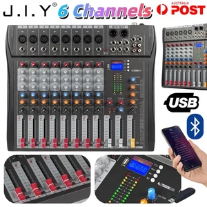 JIY 6 Channel Audio Mixer Bluetooth LCD Sound Console DJ Live Stereo Mixing USB - Picture 1 of 13
