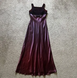 Vintage 90s Y2K Formal Dress 11/12 Purple Satin Velvet Tank Long Romantic Goth - Picture 1 of 7