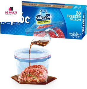 Bolsas para congelador de galones Ziploc bolsas de almacenamiento de alimentos con agarre y sello con cierre de cremallera 28 unidades para el hogar - Imagen 1 de 10