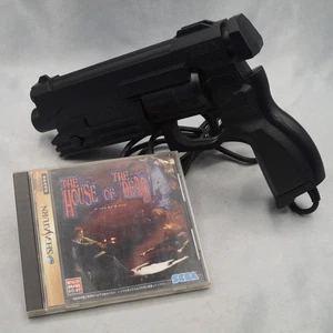 Sega Saturn GUN CONTROLLER HSS-0122 The House of The Dead SET Black Tested Work - Picture 1 of 19