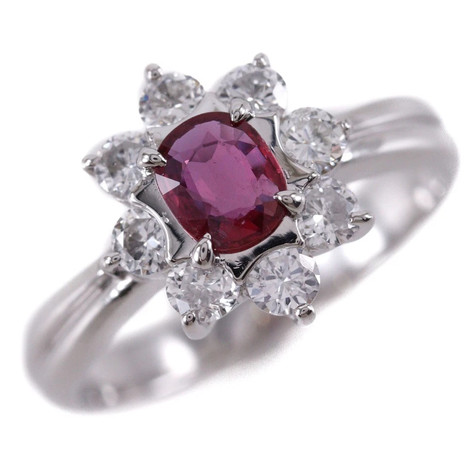 Ring Pt900Platinum/Ruby/diamond #5.8(US Size) flour 5g Women - Image 1 of 4