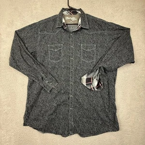 Camisa de manga larga Wrangler 20X para hombre 2XLT cachemira occidental frontal a presión negra gris - Imagen 1 de 8