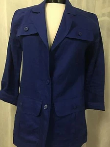 Carlisle Women's Blazer Royal Blue Long Sleeve Linen Blazer Size 2 - Picture 1 of 4
