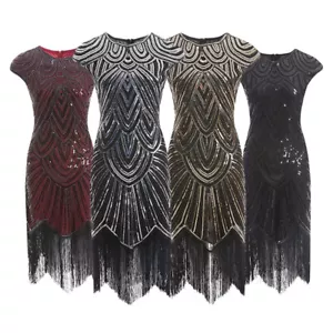 New 1920's Dress Sequin Fringe Cocktail Party Fashion Great Costume Flapper - Picture 1 of 17