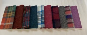 100% PURE WOOL Check/H/bone 10 Large Fabric Pieces,Remnant,Patchwork 25x25cm (V) - Picture 1 of 1