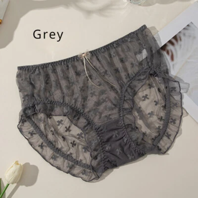 Calzoncillos elásticos finos con volantes de malla de encaje talla grande para mujer ropa interior lencería Foto 1 de 4