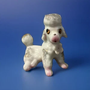 Vintage White Poodle with Pink and Gold Accents Made in Japan 2” - Picture 1 of 6