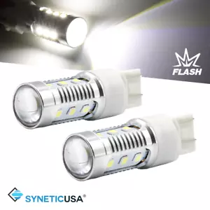 Syneticusa 7443 7444 White LED Strobe Flash Brake Tail Light Parking Bulbs - Bild 1 von 8