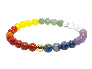 Perlenarmband Chakra 6 mm mit 14k vergoldeter Edelstahlperle - Handmade - Box - Bild 1 von 8