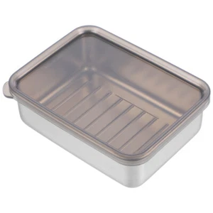Butter Bacon Storage Stainless Steel Cheese Keeper Holder - Picture 1 of 12