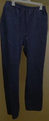DENIM & COMPANY Women's navy blue elastic waist pants size TL cotton/spandex  - Image 1 of 3