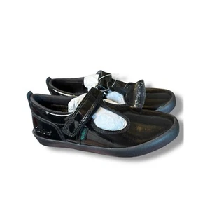 Kickers Kariko T-Strap Black Patent Leather Mary Janes Girls Shoes Size 27 10 US - Picture 1 of 12
