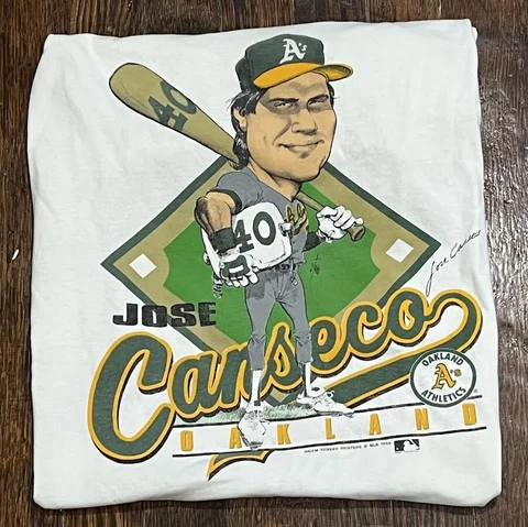 Vintage Jose Canseco 40 / 40 Cartoon Caricature Salem 1980s Tshirt Medium Cover