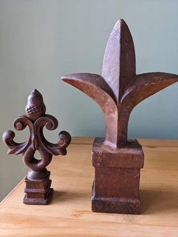 Set of TWO Vintage cast iron fence FINIALS or pickets Cover