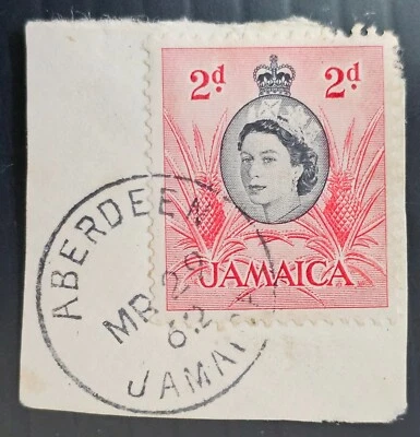 Jamaica 1962 sello 2d en pieza CD Aberdeen Foto 1 de 2