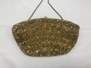 Vintage Richere by Walborg Gold Beaded Sequined Cocktail Evening Bag Hong Kong - Picture 1 of 14