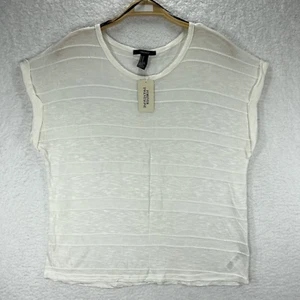 Forever 21 Shirt Top Bluse Damen Medium halbtransparent elfenbeinfarben neu hergestellt in den USA - Bild 1 von 11