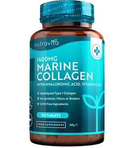 Marine Collagen 1400mg with Hyaluronic Acid, Vitamin C & E - By Nutravita - Picture 1 of 6