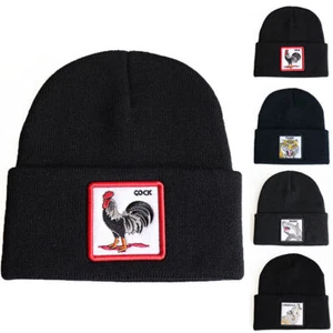 Unisex Winter Warm Animal Embroidery Knitted Beanie Hat Elastic Ski Skull Cap· - Picture 1 of 13