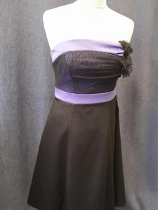 Black & purple satin strapless dress, prom, RED HERRING, size 10, hardly worn - Picture 1 of 9