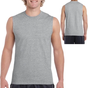 Gildan 100% Cotton Sleeveless Tee Mens Sleeveless MuscleTank Solid Blank Workout - Picture 1 of 7
