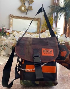 NWT Parcel New York, Camo Brown Patchwork Rugged Nylon Chain Messenger Bag, $180 - Picture 1 of 11