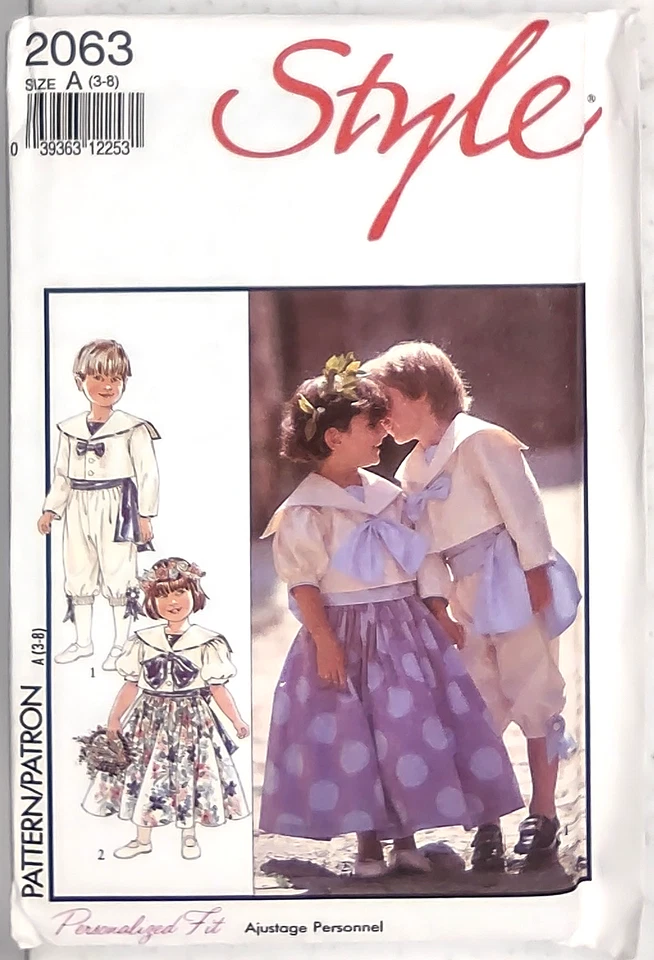 Estilo Patrón Costura 2063 Talla A 3 4 5 6 7 8 Niños Coordenadas Novia SIN CORTAR Foto 1 de 4