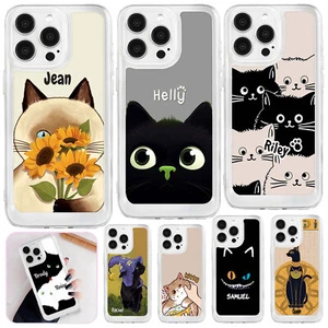 Cat Personalized Cover Clear Silicone Case For iPhone 16 15 Pro Max 14 13 12 X 8 - Picture 1 of 55