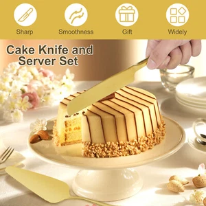 2Pcs Wedding Cake Cutter and Server Set Stainless Steel Cake Cutting Set paRtz - Picture 1 of 11