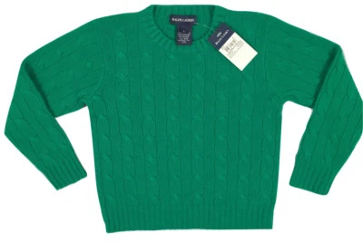 NEW Polo Ralph Lauren Little Girls Cashmere Sweater!  Green Red or White - Image 1 of 4