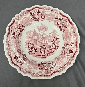 Adams India Pattern Red Transferware 10 1/2" Bowl Staffordshire 1829-61 #2 - Picture 1 of 11