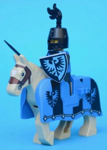 LEGO Male Black Falcon Knight with horse minifigure - NEW from 10305 cas576 - Picture 1 of 5