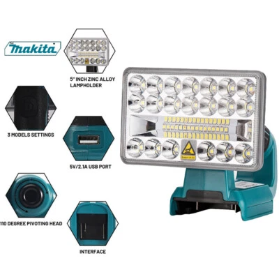 Linternas LED de trabajo de iones de litio de 18 V linternas de taller camping para batería Makita Foto 1 de 4