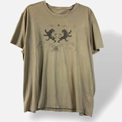 VTG EXPRESS T-Shirt Mens Sz XL Army Green Graphic Lion Thrashed Baggy Y2K 90s - Image 1 of 4