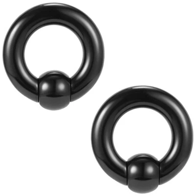 1 Pair Acrylic Captive Bead Rings Black CBR Large Septum Ring Ear Gauges Jewelry - Image 1 of 4