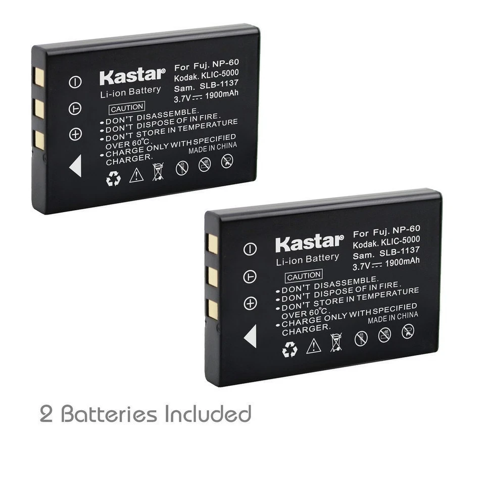 2x Kastar Battery for Fujifilm NP-60 BENQ DC 5330 DC C50 DC C60 S30 - Image 1 of 1