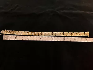 14k Yellow Gold Satin Finish Greek Key Link Women's Bracelet 7 1/4” ~ 17.57 g - Picture 1 of 6