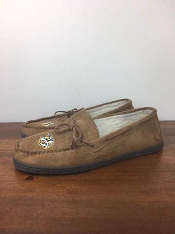 NHL Nashville Predators Men's Moccasin Boat Slippers FOCO Brand Beige Size XL Cover